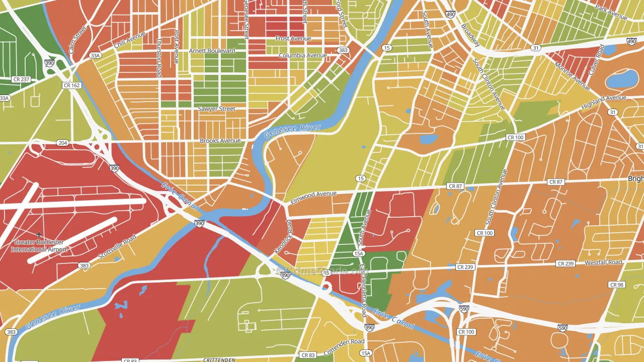 Strong, Rochester, NY Map of Arson Rates