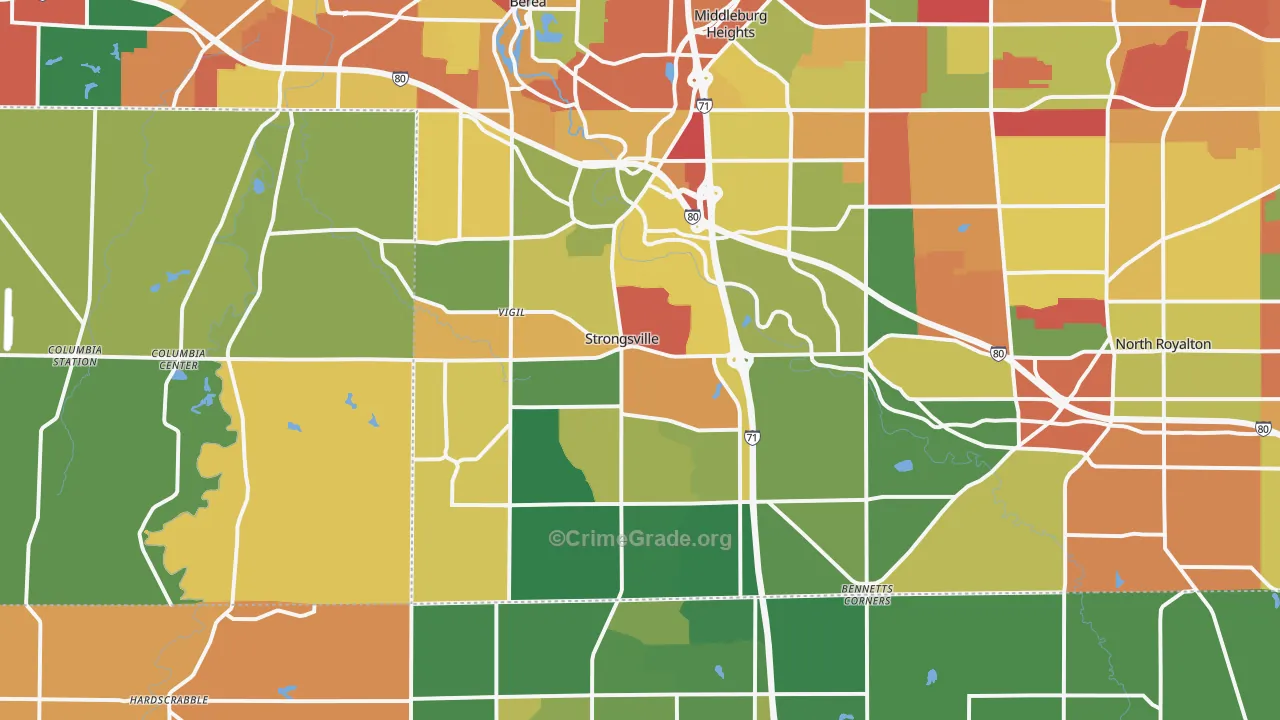 Strongsville, OH Map of Arson Rates