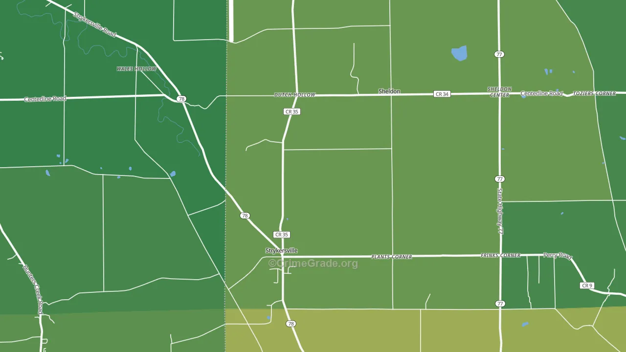 Strykersville, NY Map of Arson Rates