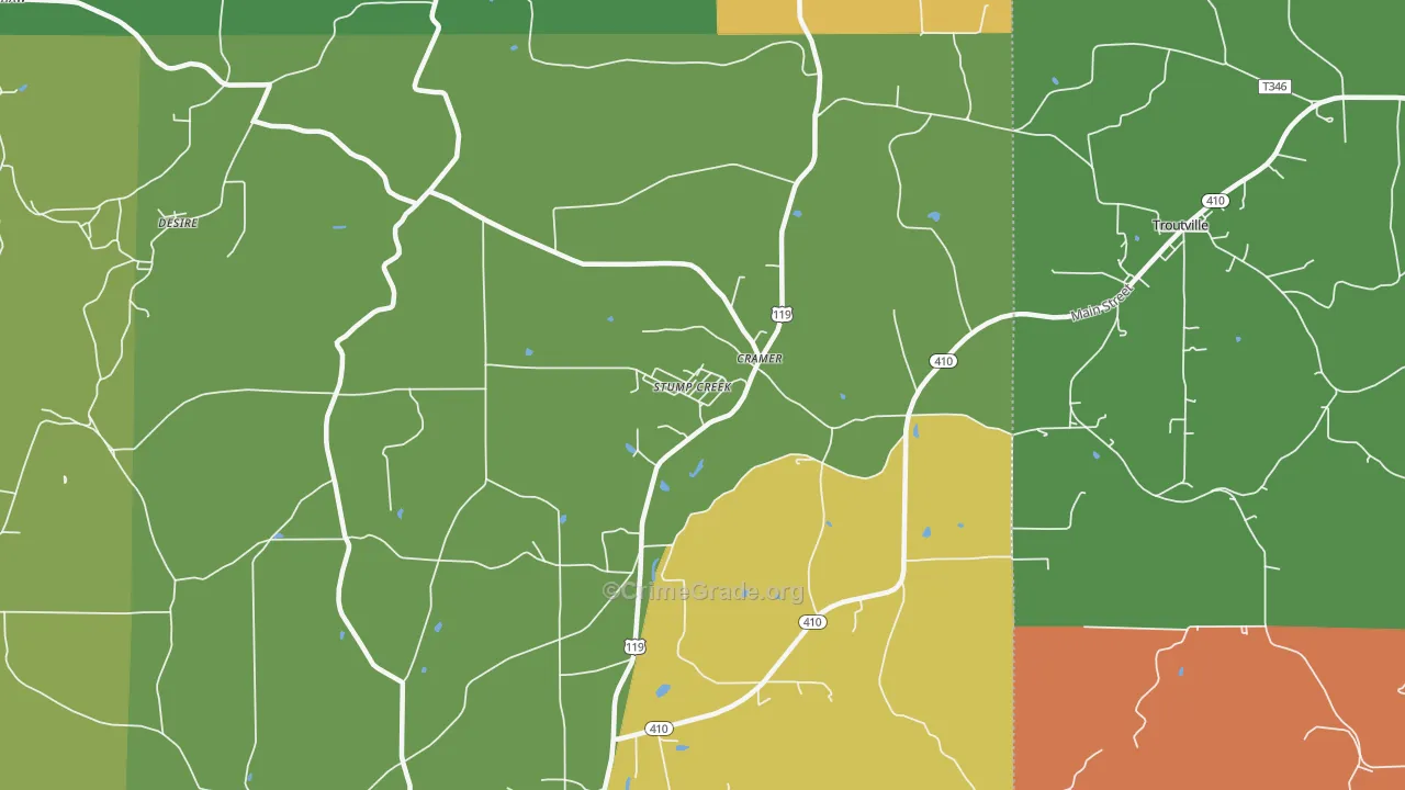 Stump Creek, PA Map of Arson Rates