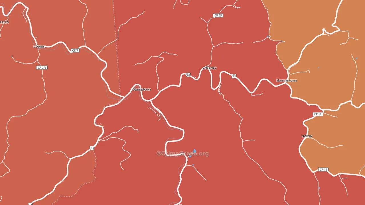Stumptown, WV Map of Arson Rates
