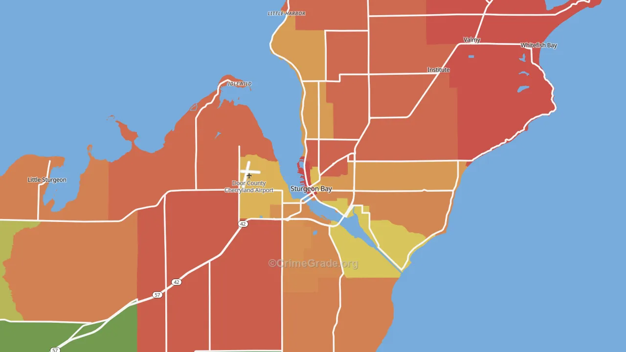 Sturgeon Bay, WI Map of Arson Rates