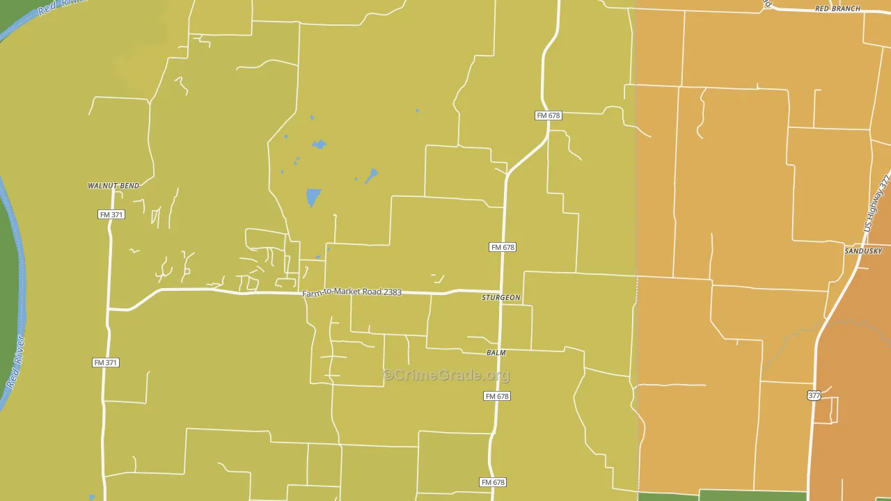 Sturgeon, TX Map of Arson Rates