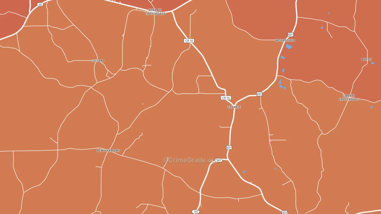 Sturkie, AL Map of Arson Rates