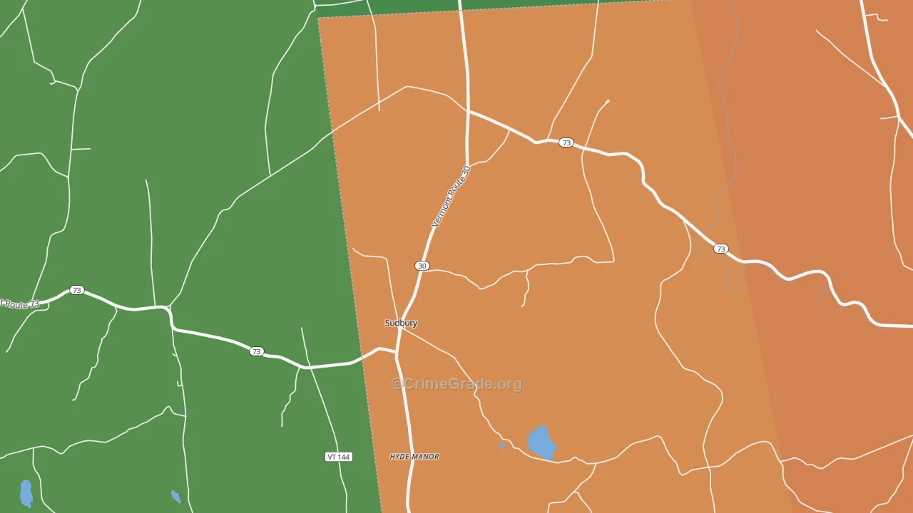 Sudbury, VT Map of Arson Rates