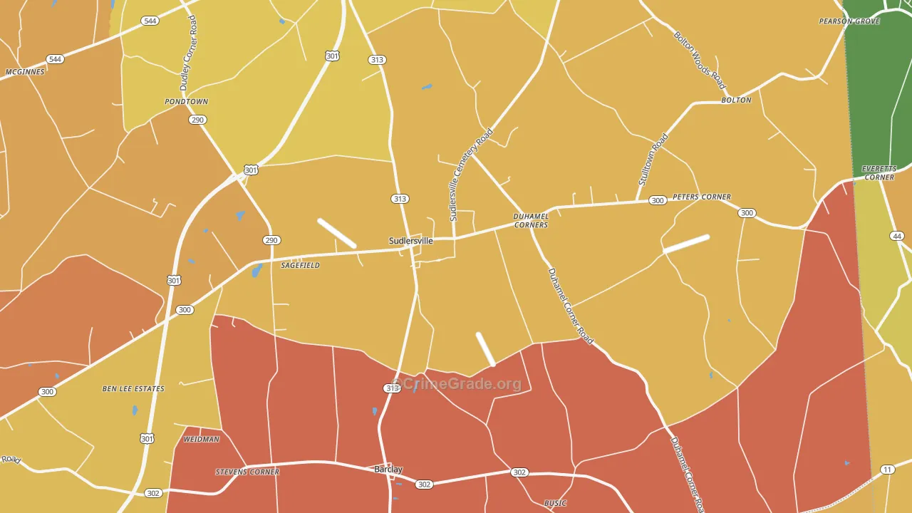 Sudlersville, MD Map of Arson Rates