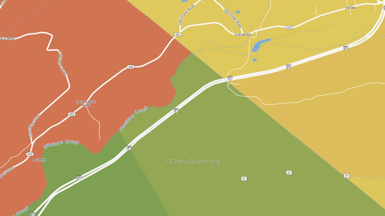 Suedburg, PA Map of Arson Rates