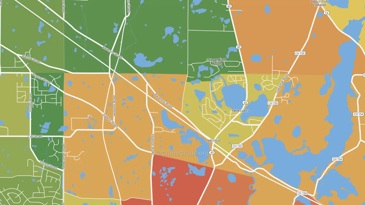 Sugar Bush Knolls, OH Map of Arson Rates