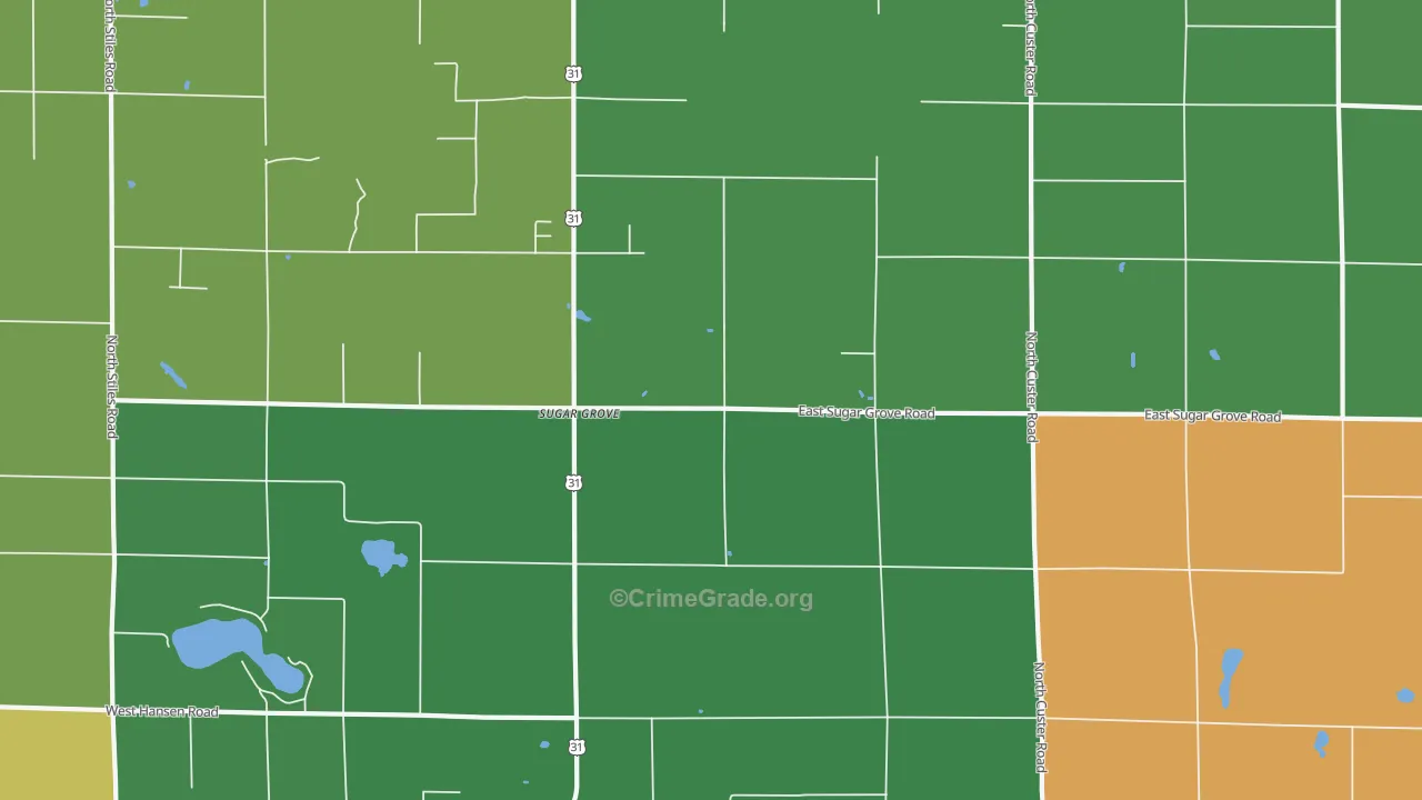 Sugar Grove, MI Map of Arson Rates