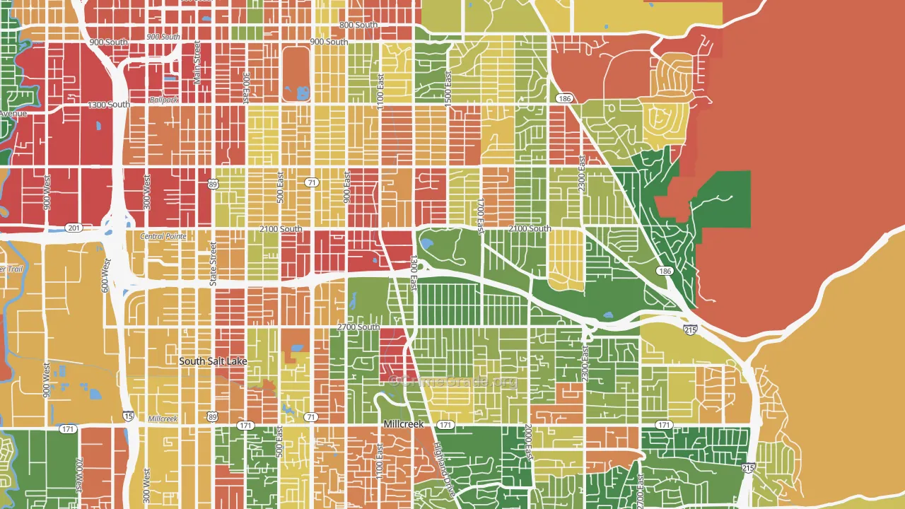 Sugar House, Salt Lake City, UT Map of Arson Rates
