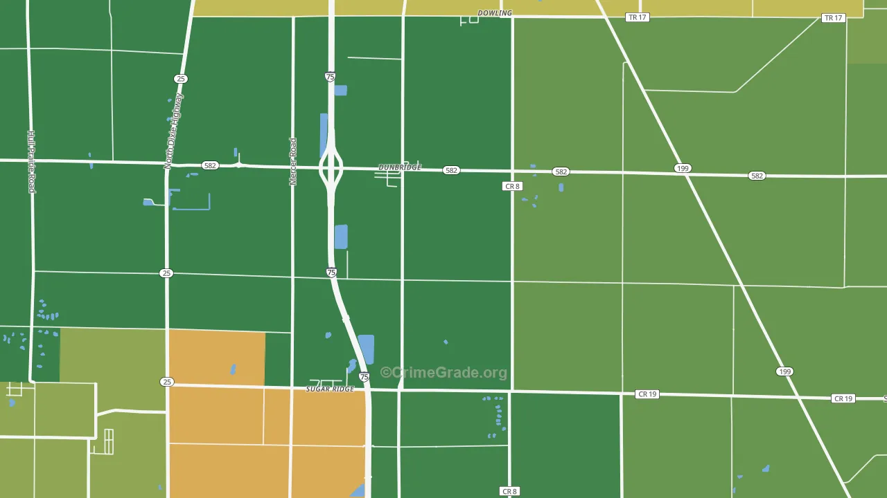 Sugar Ridge, OH Map of Arson Rates