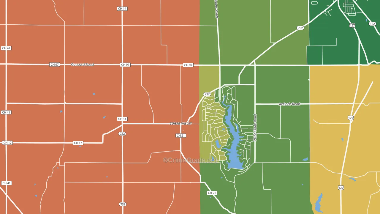 Sugar Valley, OH Map of Arson Rates