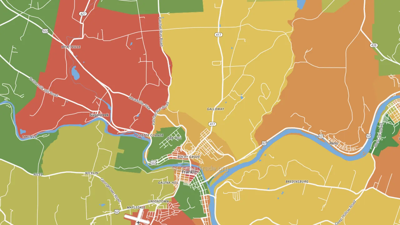 Sugarcreek, PA Map of Arson Rates
