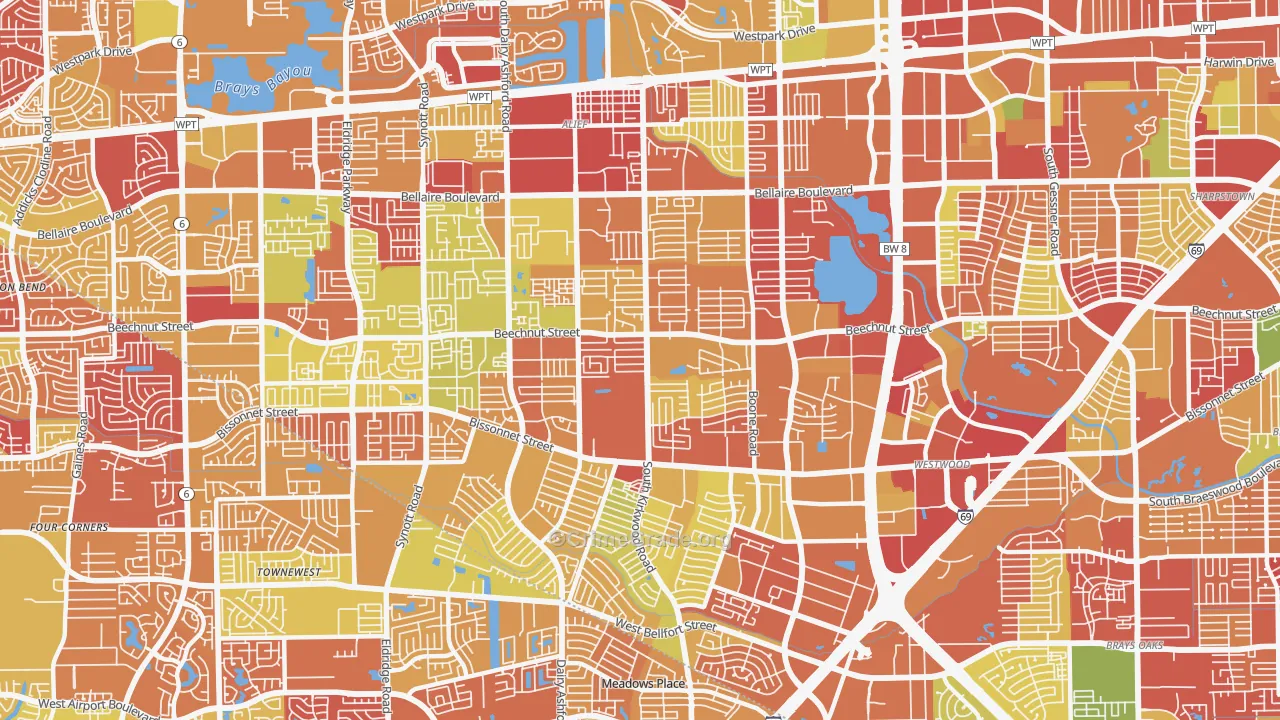 Sugarland, Houston, TX Map of Arson Rates