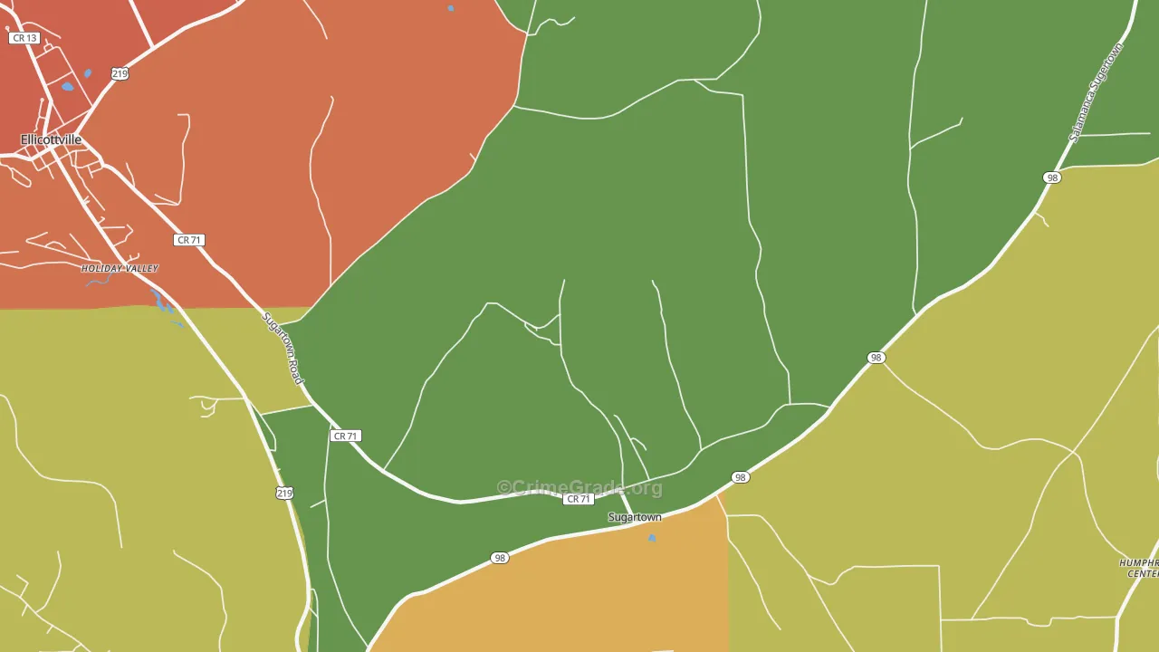 Sugartown, NY Map of Arson Rates