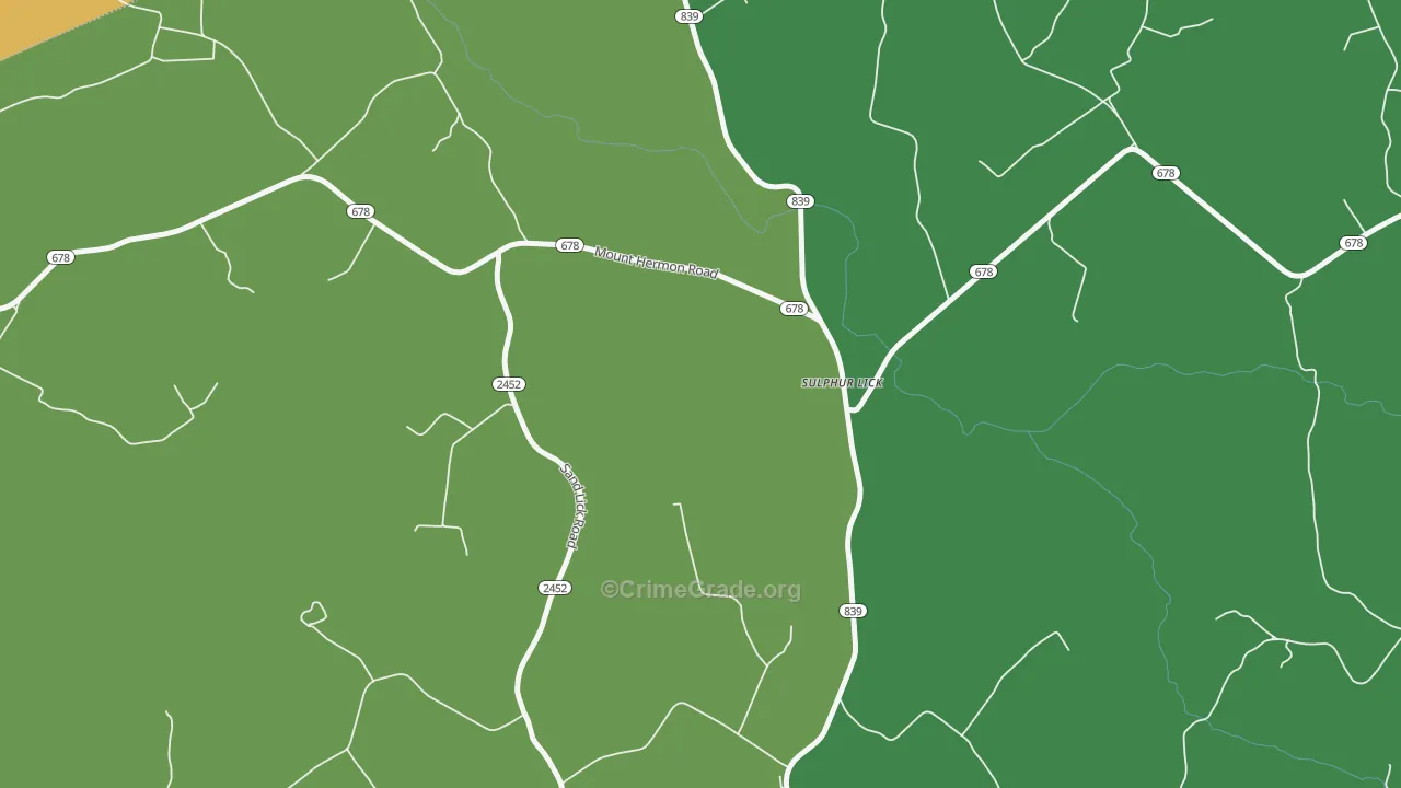Sulphur Lick, KY Map of Arson Rates
