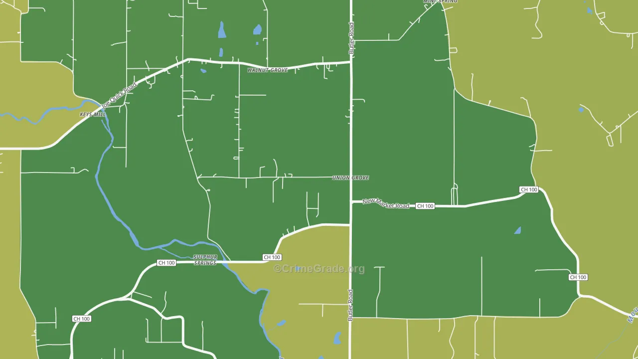 Sulphur Springs, AL Map of Arson Rates