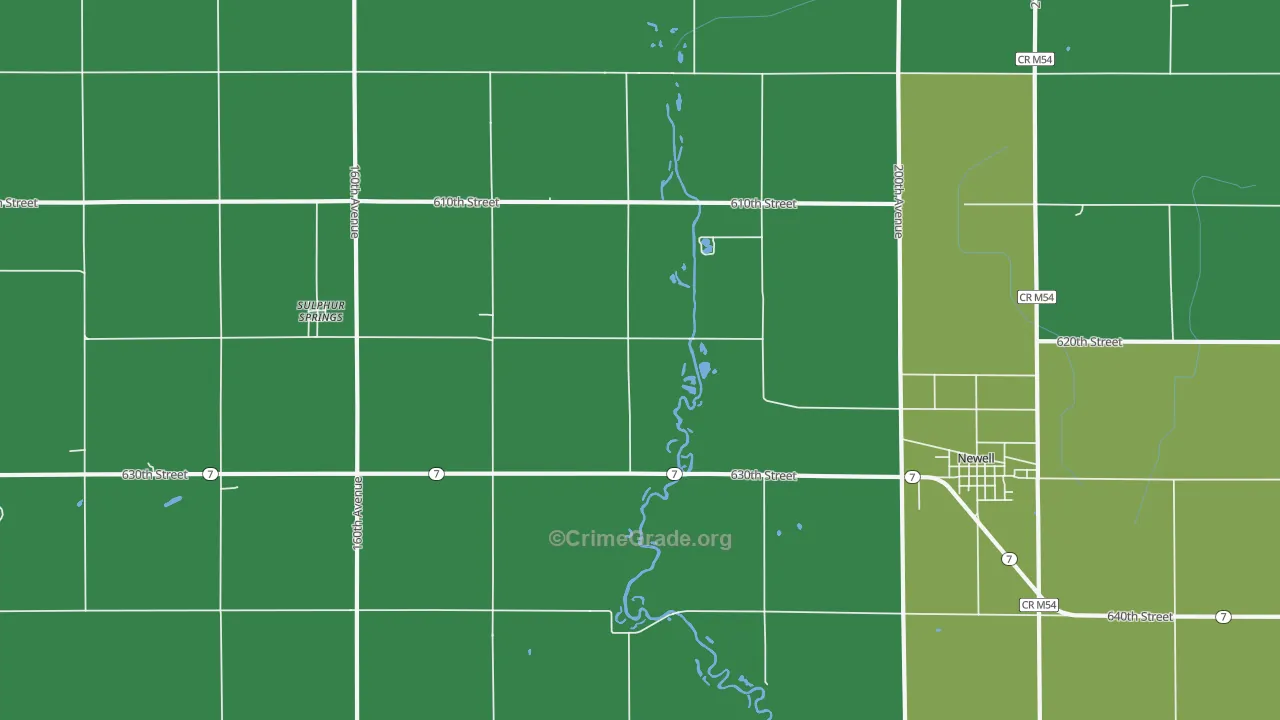 Sulphur Springs, IA Map of Arson Rates