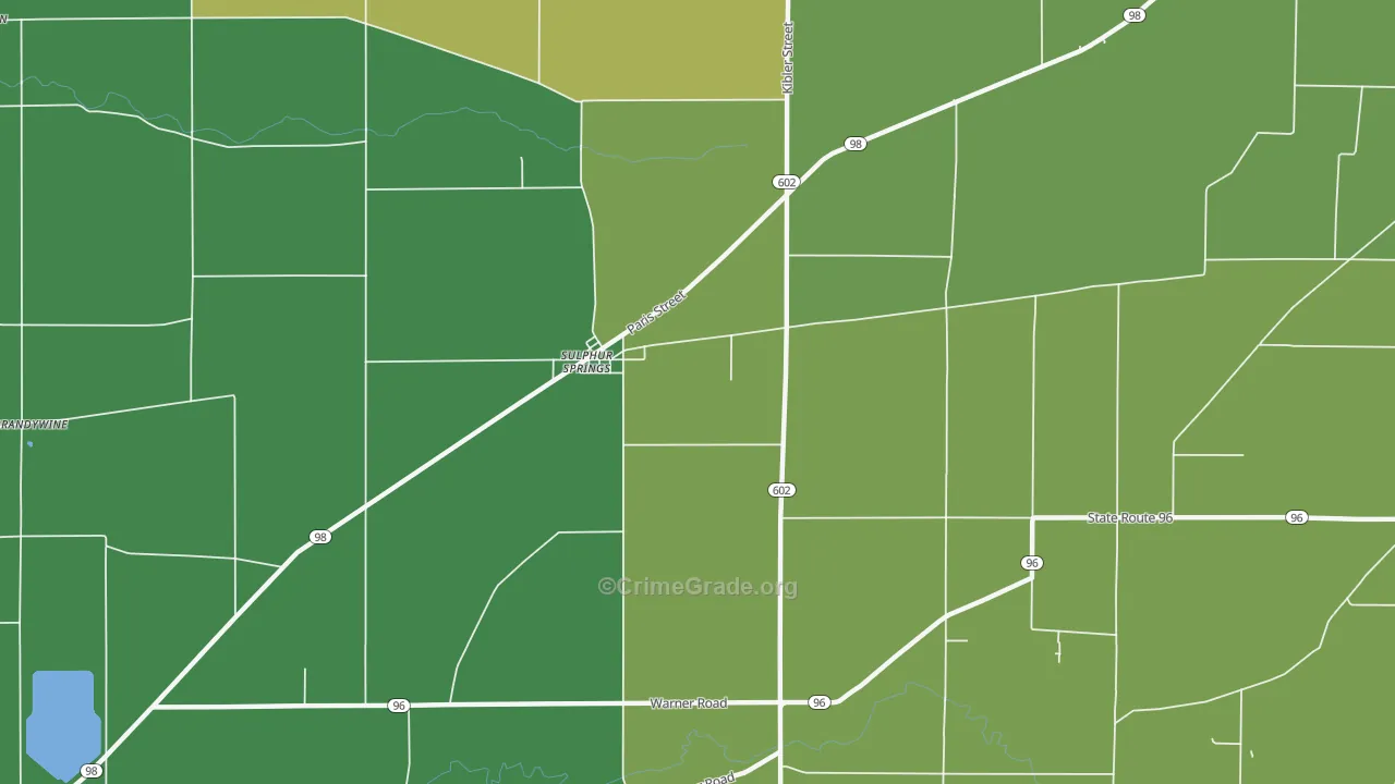Sulphur Springs, OH Map of Arson Rates