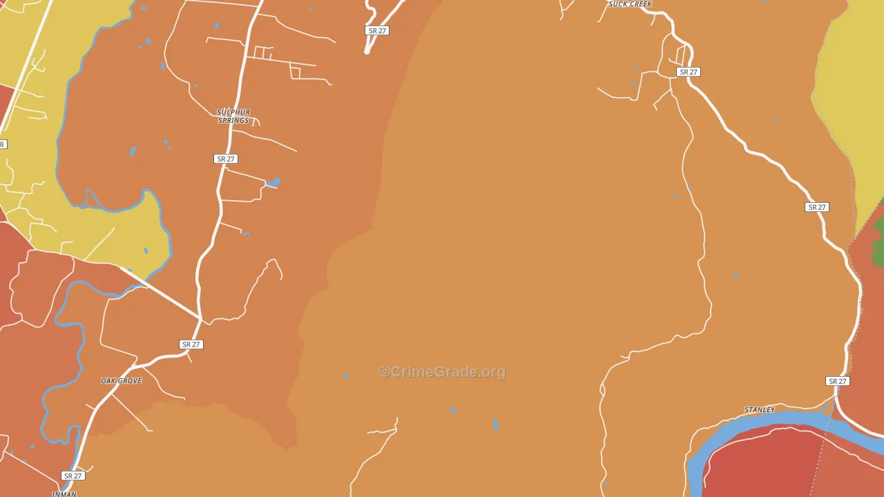 Sulphur Springs, TN Map of Arson Rates