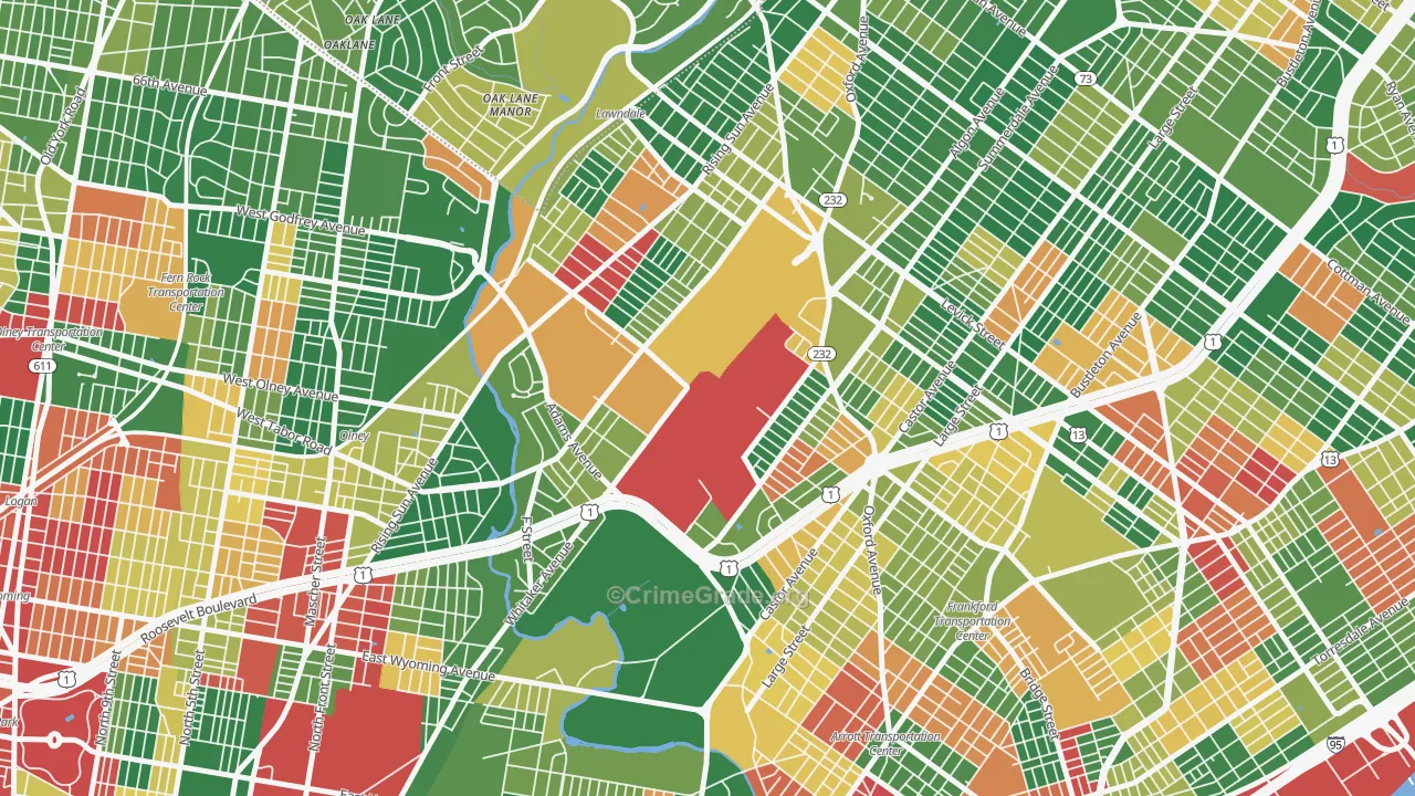 Summerdale, Philadelphia, PA Map of Arson Rates