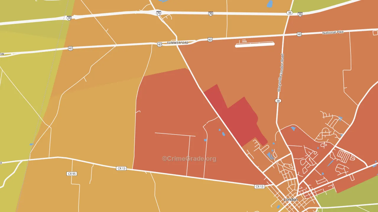 Summerford, OH Map of Arson Rates