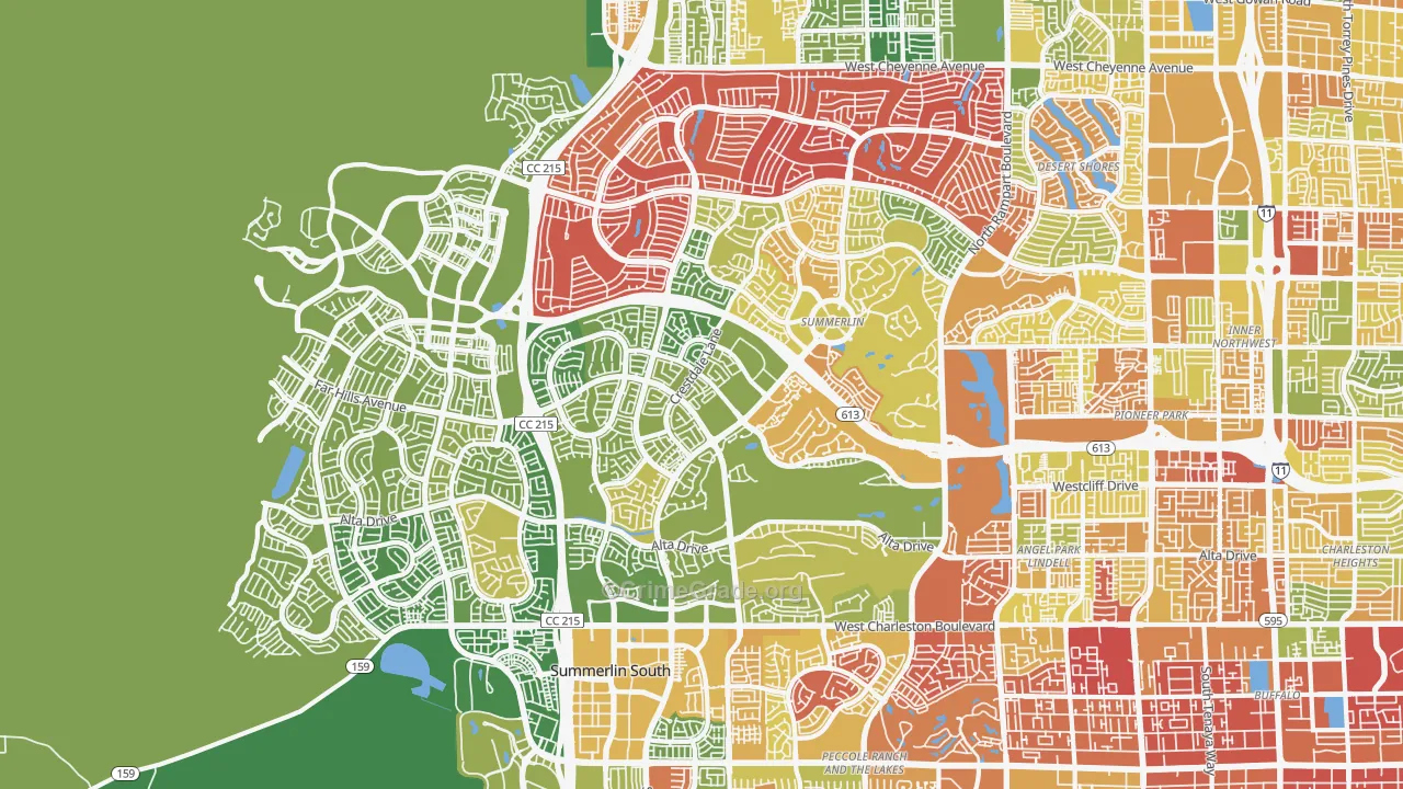 Summerlin North, Las Vegas, NV Map of Arson Rates