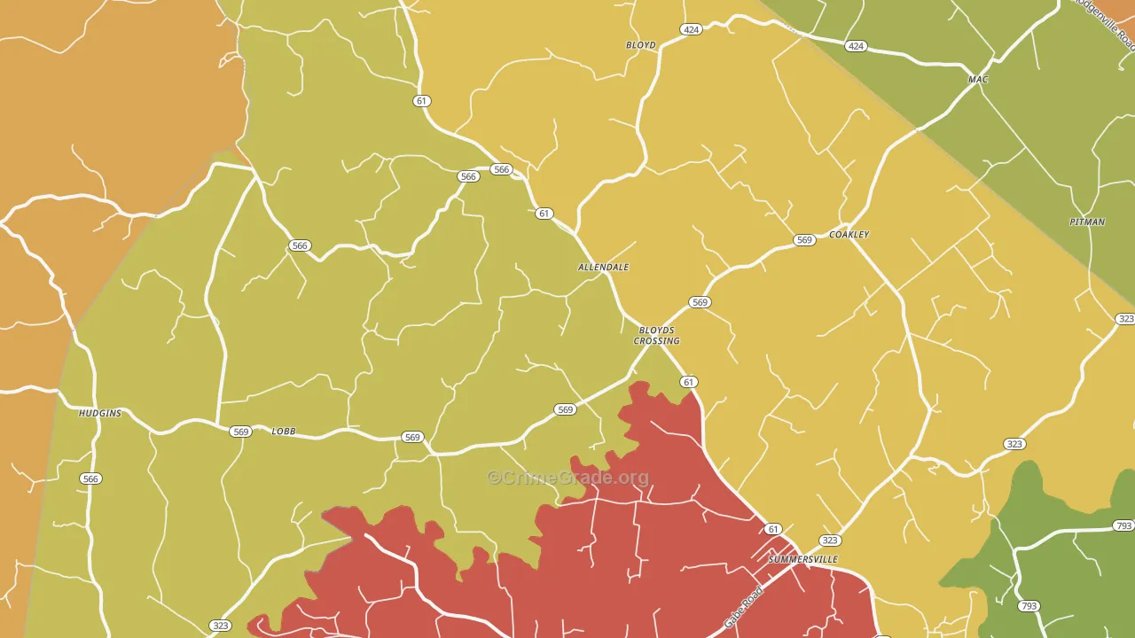 Summersville, KY Map of Arson Rates