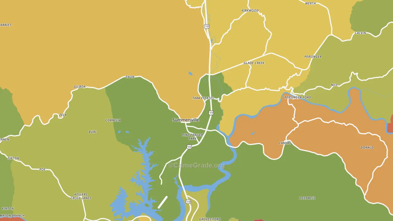 Summersville, WV Map of Arson Rates
