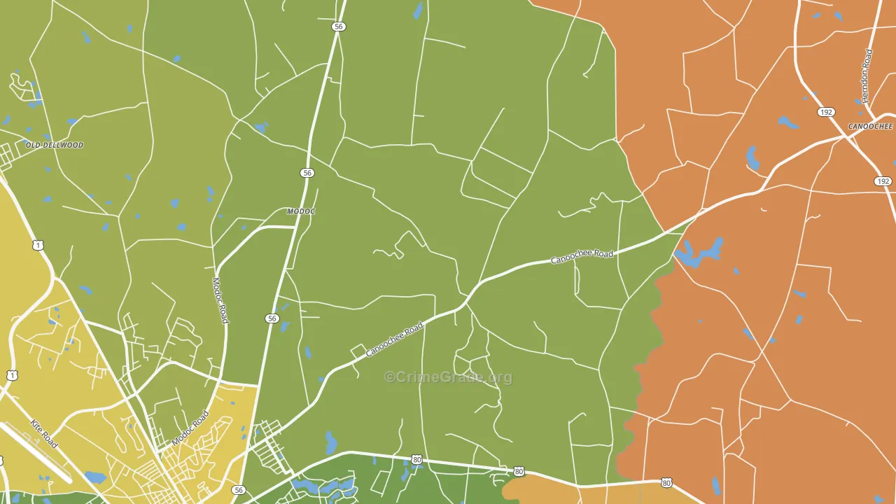 Summertown, GA Map of Arson Rates