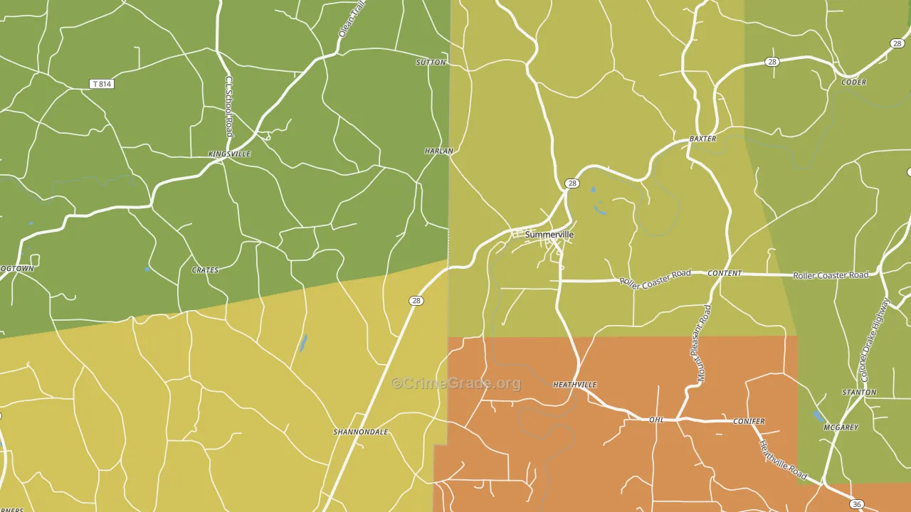 Summerville, PA Map of Arson Rates