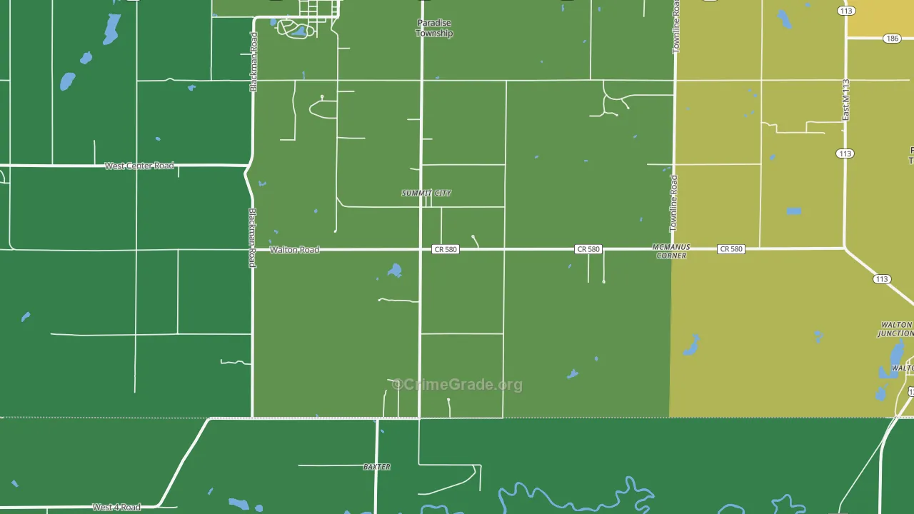Summit City, MI Map of Arson Rates