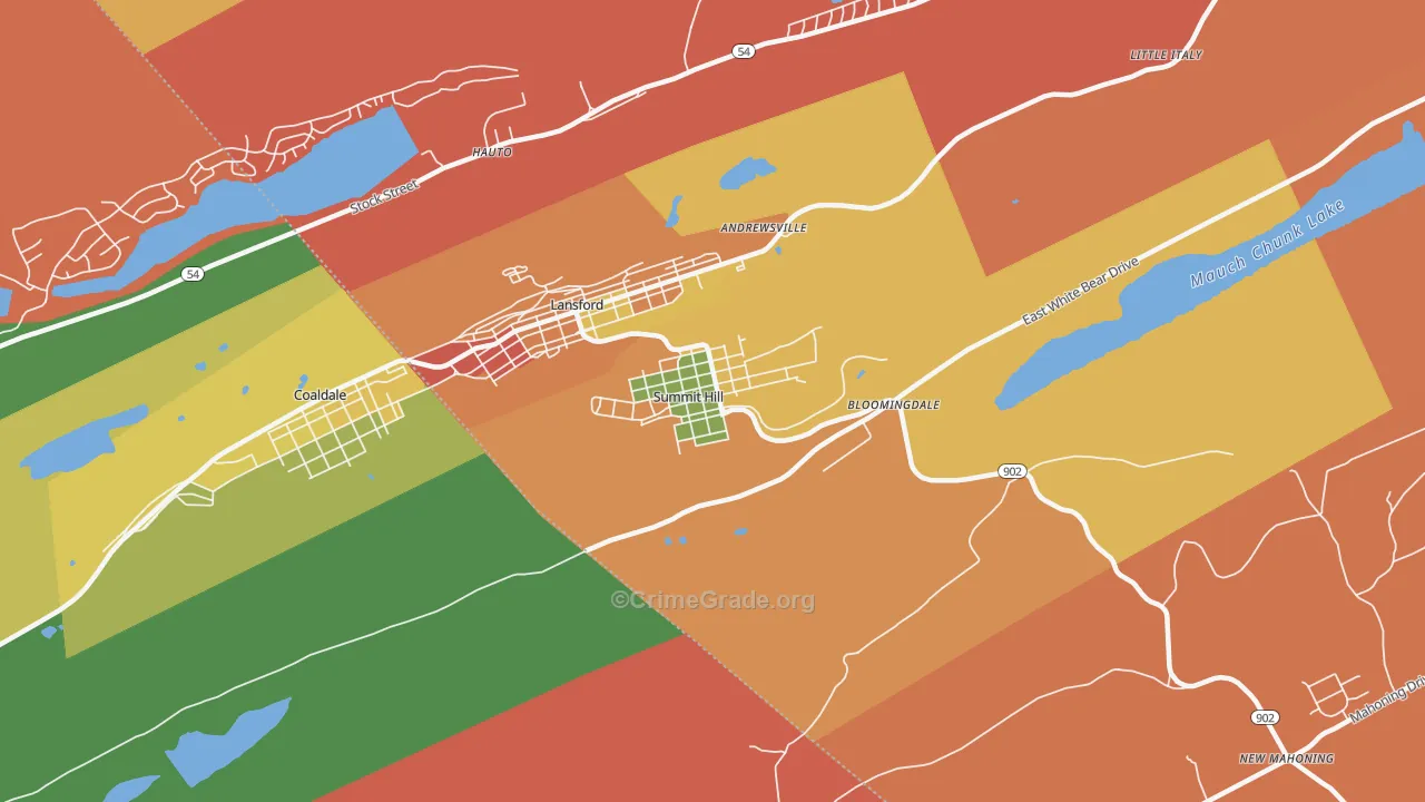 Summit Hill, PA Map of Arson Rates