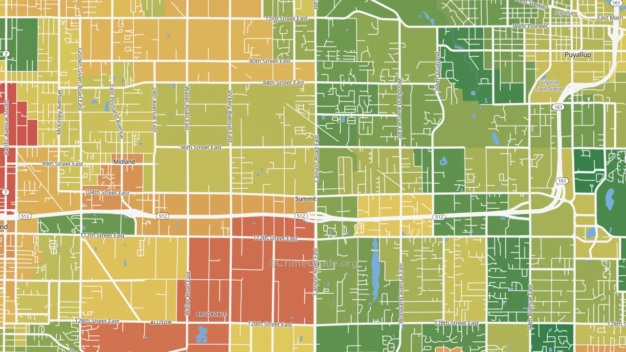 Summit, Puyallup, WA Map of Arson Rates