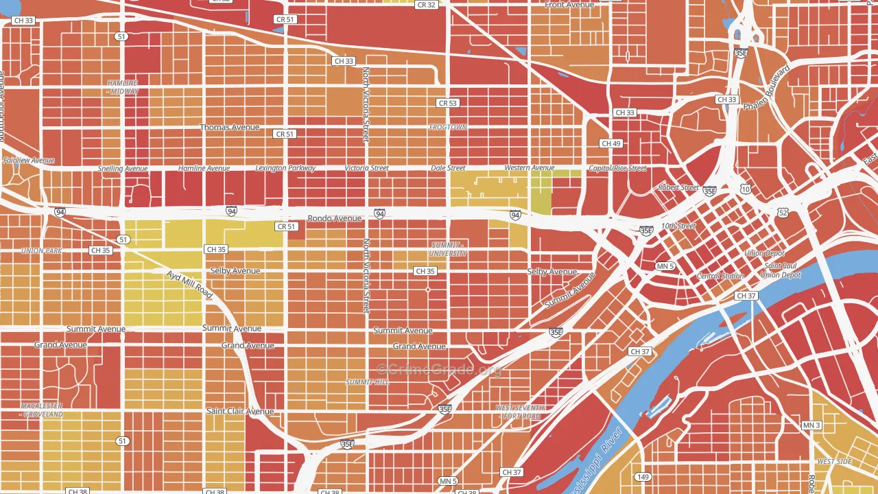 Summit-University, St. Paul, MN Map of Arson Rates
