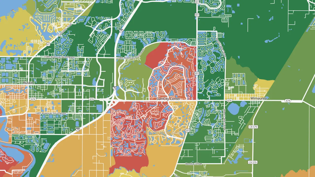 Sun City Center, FL Map of Arson Rates