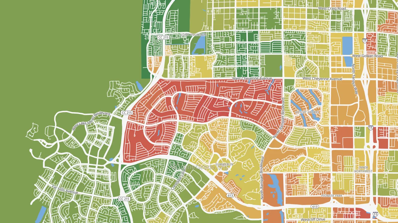 Sun City Summerlin, Las Vegas, NV Map of Arson Rates