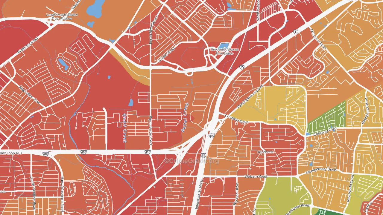 Sun Gate, San Antonio, TX Map of Arson Rates