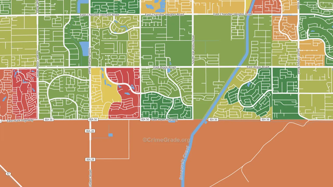 Sun Groves, Chandler, AZ Map of Arson Rates