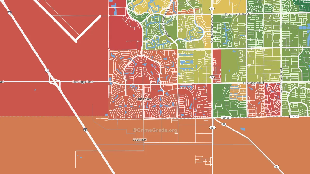 Sun Lakes, AZ Map of Arson Rates