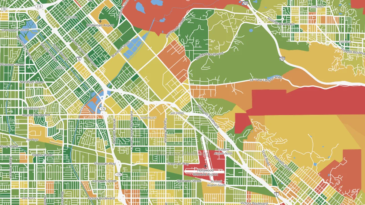Sun Valley, CA Map of Arson Rates