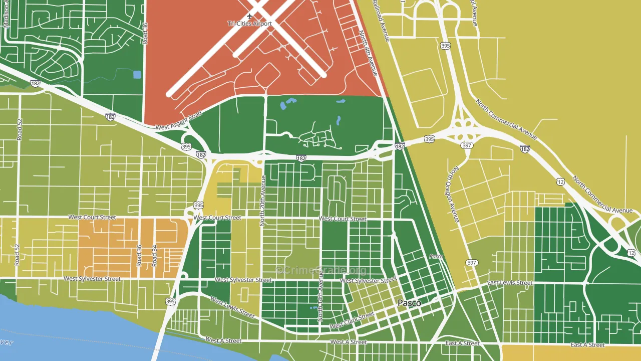 Sun Willows, Pasco, WA Map of Arson Rates