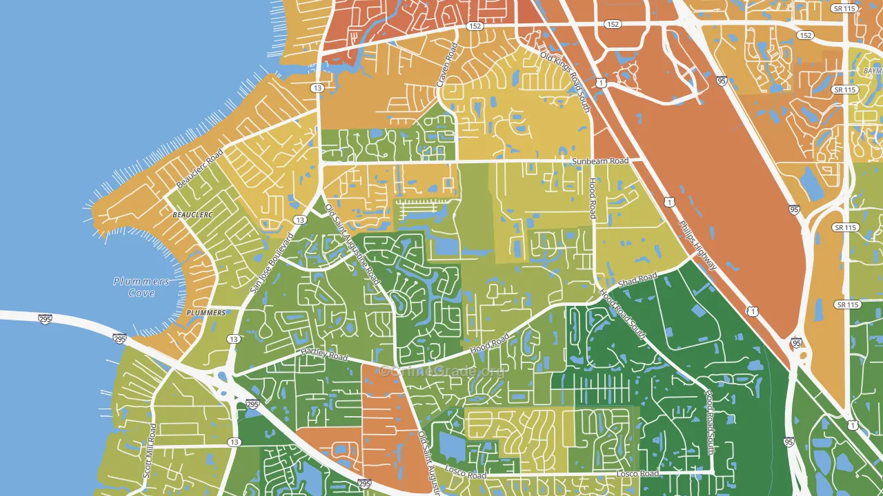 Sunbeam, Jacksonville, FL Map of Arson Rates