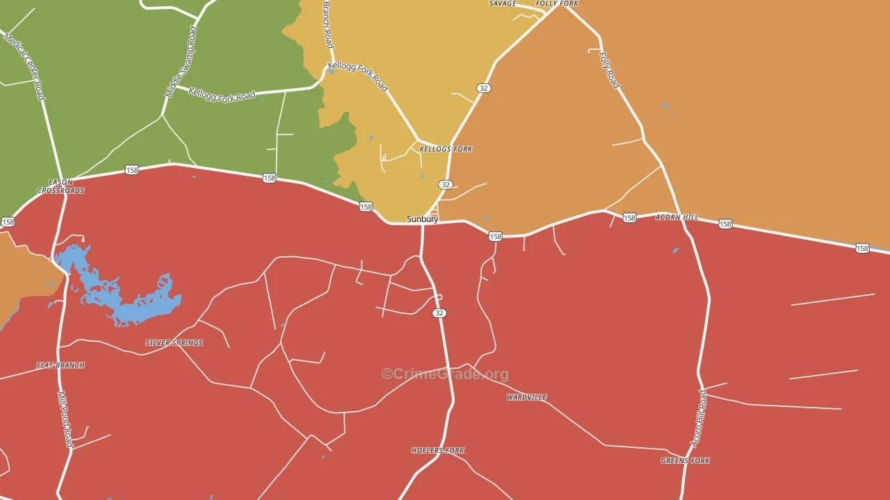 Sunbury, NC Map of Arson Rates