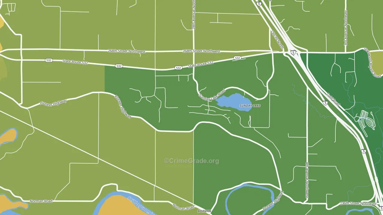 Sunday Lake, WA Map of Arson Rates