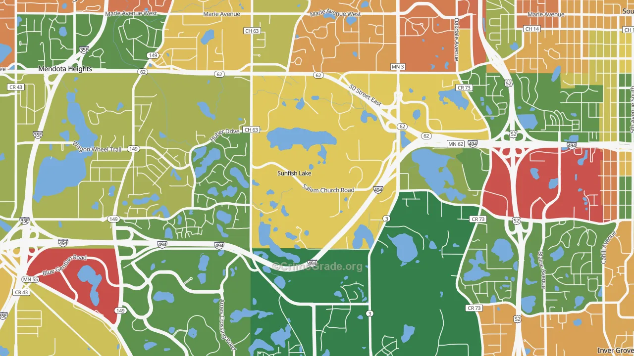 Sunfish Lake, MN Map of Arson Rates