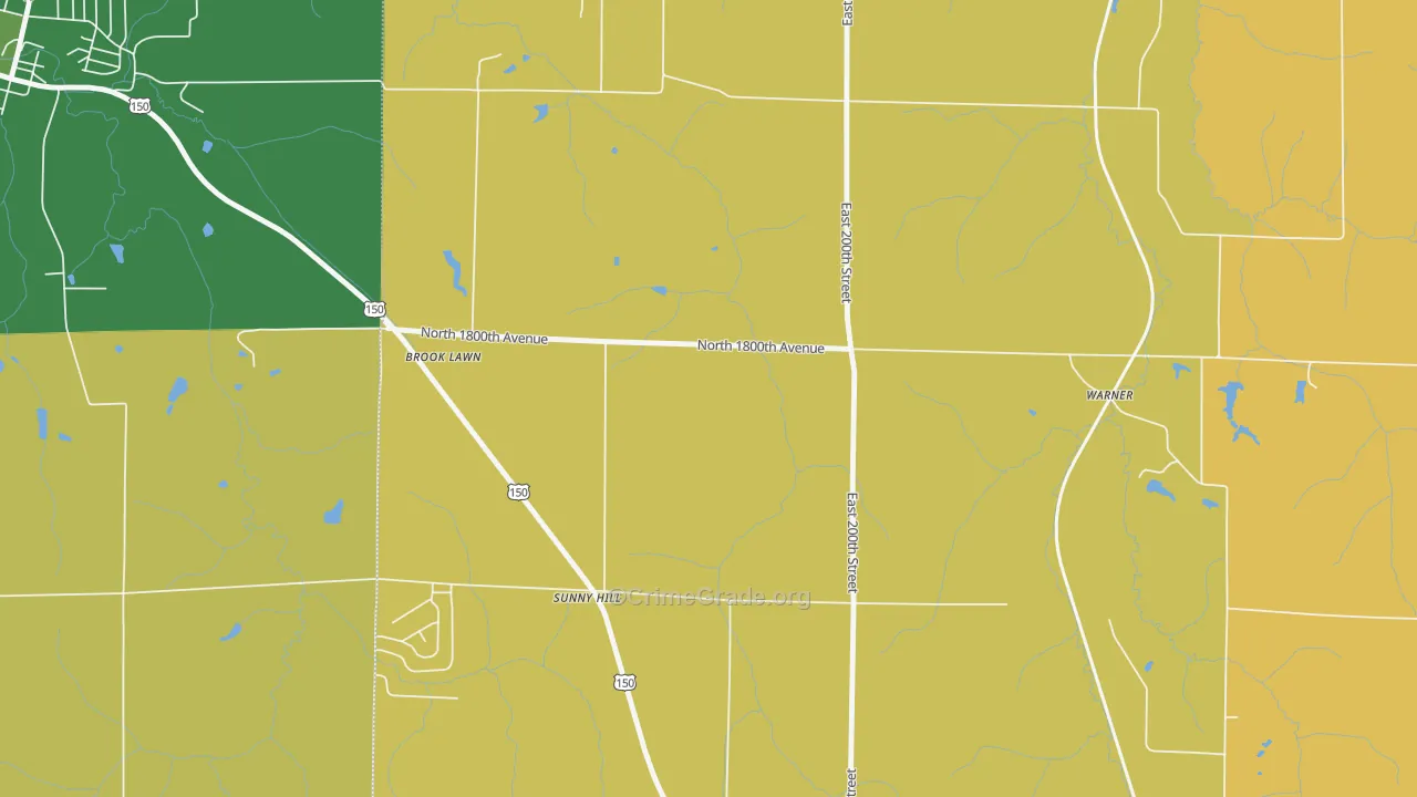 Sunny Hill, IL Map of Arson Rates