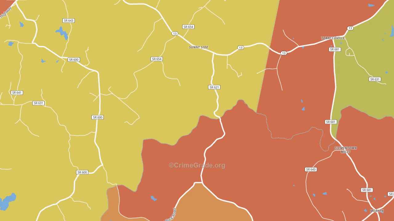 Sunny Side, VA Map of Arson Rates