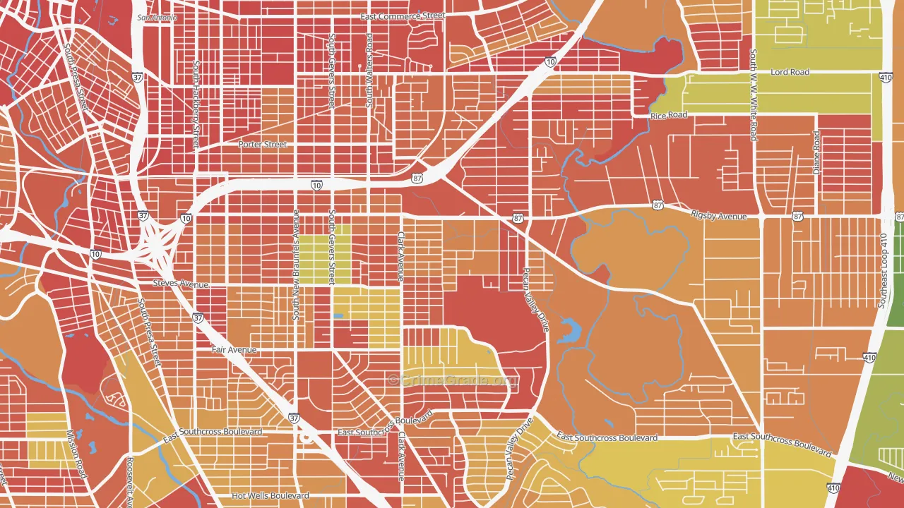 Sunny Slope, San Antonio, TX Map of Arson Rates