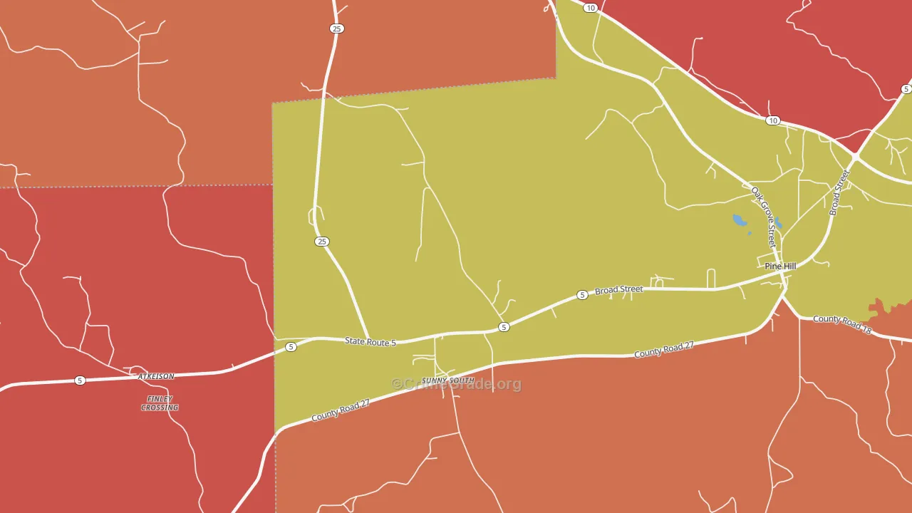 Sunny South, AL Map of Arson Rates